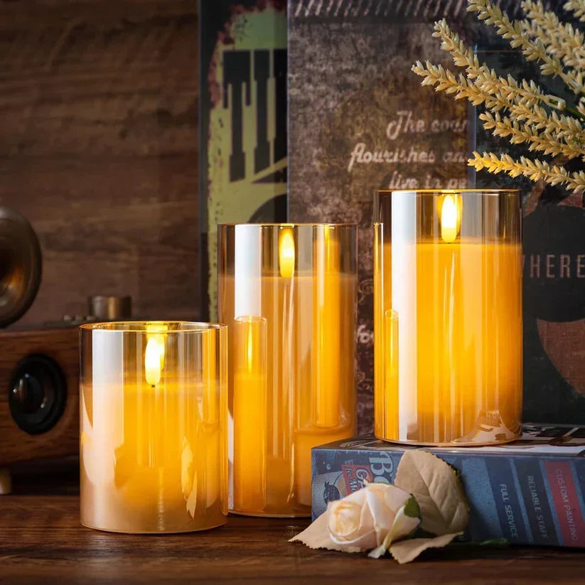 Flameless LED Pillar Candles with Remote Control & Timer – 3-Piece Set, Realistic Flickering Flame Effect for Living Room, Bedroom, Dining