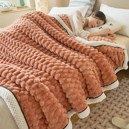 Reversible Plush Throw Blanket - Ultra Soft Coral Fleece - Queen & Full Size - Lightweight Polyester - Cozy Cover for Couch Sofa Bed