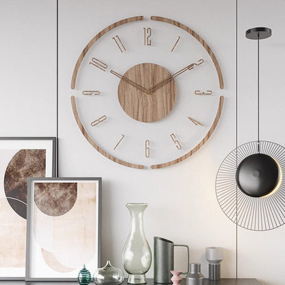 Wooden Silent Wall Clock 14 Inch Round Timepiece for Modern Homes Nordic Minimalist Decor Battery Operated Bedroom Kitchen Living Room Offic