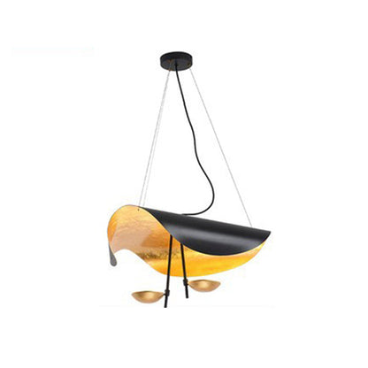 Contemporary Leaf-Motif Flush Mount Ceiling Light Metal Fixture Black Gold White Finish for Living Room Bedroom Dining Room Modern Home
