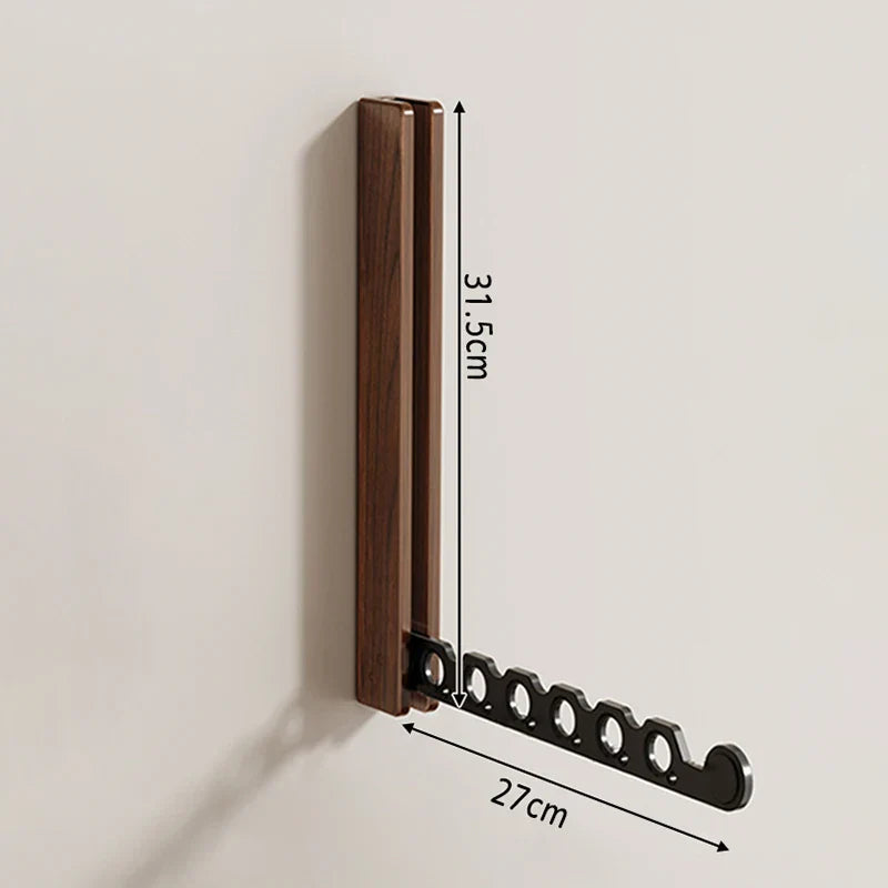 Wall-Mounted Folding Clothes Rack in Wood for Bedrooms, Entryways & Small Spaces | Space-Saving Garment Hanger with Easy Install