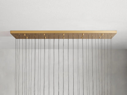 Cascading Raindrop Linear LED Chandelier – Textured Glass Orbs, Adjustable Height, Vaulted Ceiling Ready – 37 to 120 Inch Options for