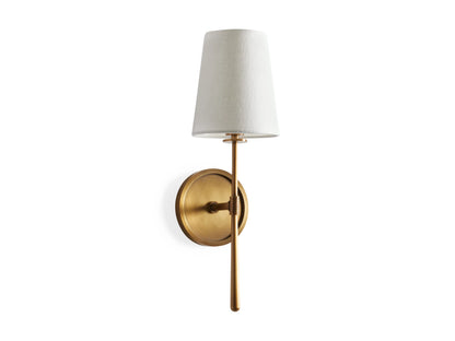 Textured Linen Shade Wall Sconce – Hardwired Single Light Fixture for Living Room, Bathroom & Office – Tapered Torch Design