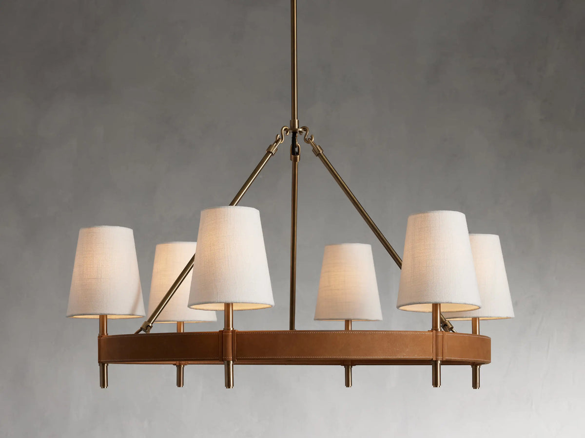 Circular Brass Chandelier with Fabric Shades – 4 to 10 Lights for Dining Room, Living Room & Foyer – Vintage Metal Frame