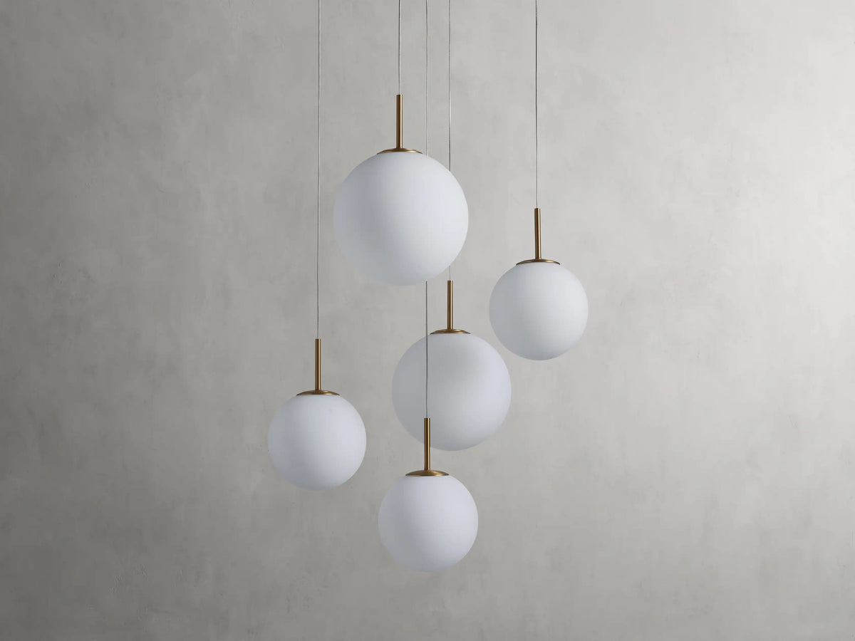 Adjustable Multi-Globe LED Spiral Chandelier 20-43 in Diameter Crackle or Matte Glass Brass Finish for Entryway & Dining Room
