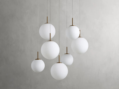 Adjustable Multi-Globe LED Spiral Chandelier 20-43 in Diameter Crackle or Matte Glass Brass Finish for Entryway & Dining Room