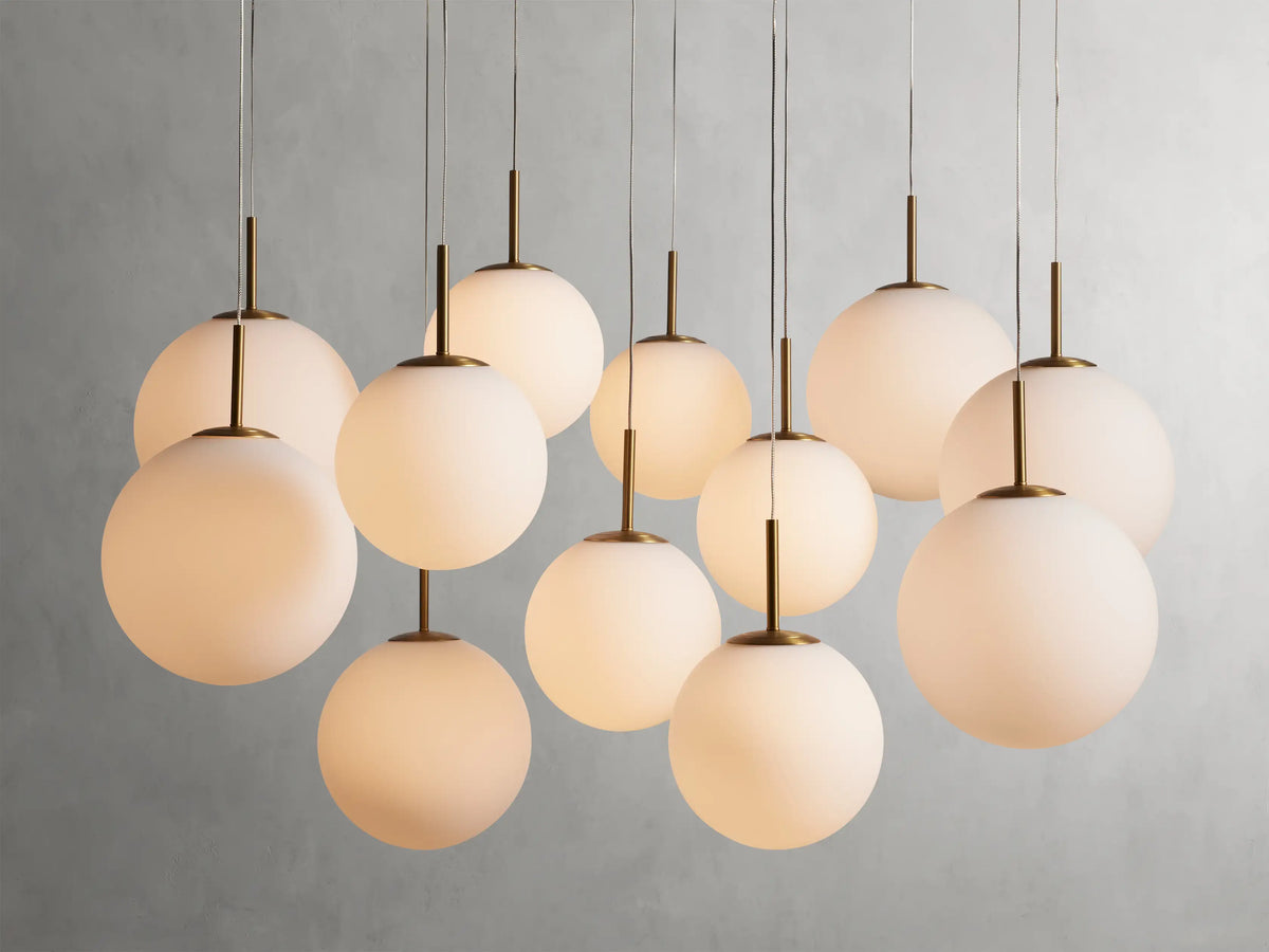Adjustable Multi-Globe LED Spiral Chandelier 20-43 in Diameter Crackle or Matte Glass Brass Finish for Entryway & Dining Room