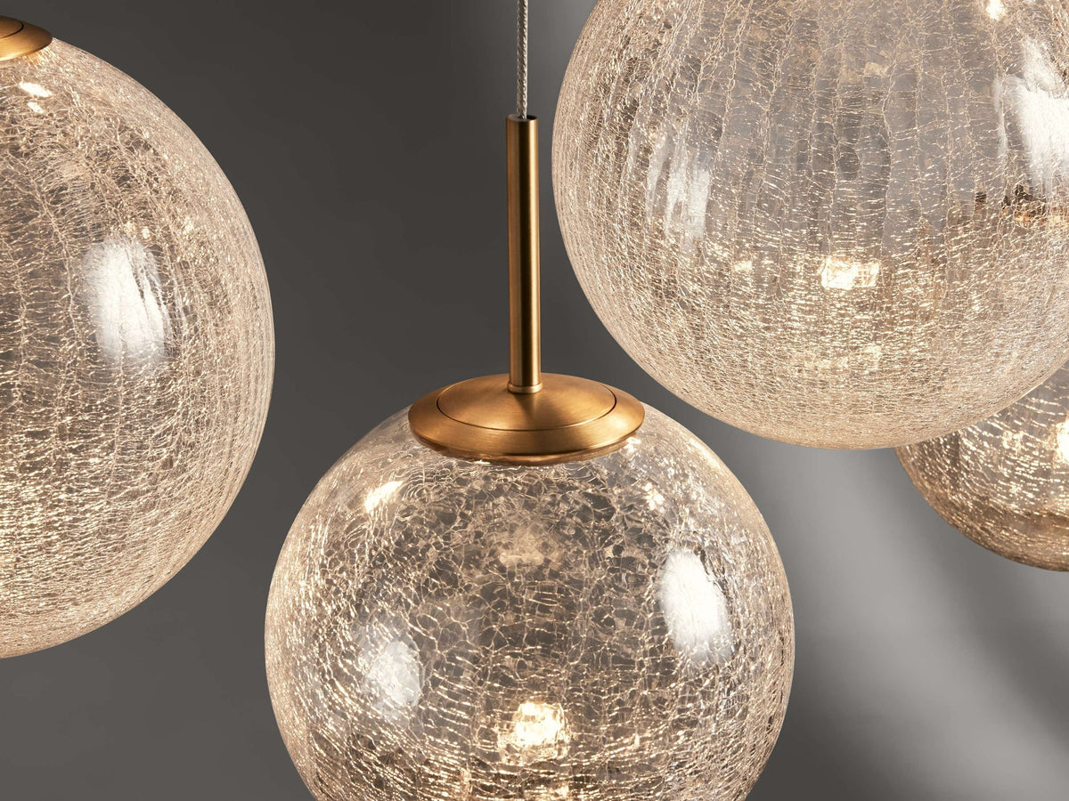 Modern Hanging Linear Chandelier with Hand-Blown Glass Globes & LED Lights for Dining Room & Kitchen Island