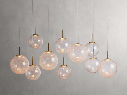Modern Hanging Linear Chandelier with Hand-Blown Glass Globes & LED Lights for Dining Room & Kitchen Island