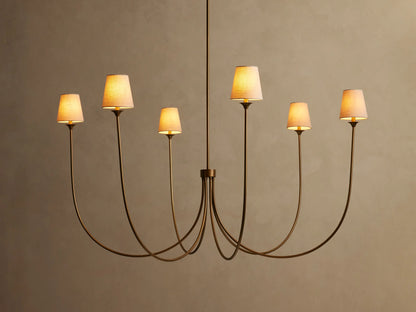 Round Multi-Arm Chandelier with Fabric Shades – Metal Frame – Adjustable Height – 3 Sizes – Dimmable – for Dining Room, Living Room, Foyer