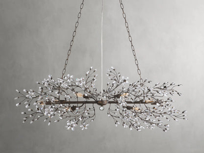 Crystal Branch Chandelier 8-10 Light Linear Fixture for Dining Room Gold Silver Bronze Finish