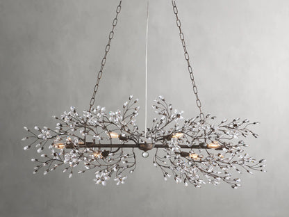 Crystal Branch Chandelier 8-10 Light Linear Fixture for Dining Room Gold Silver Bronze Finish