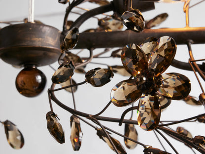 Crystal Branch Chandelier 8-10 Light Linear Fixture for Dining Room Gold Silver Bronze Finish