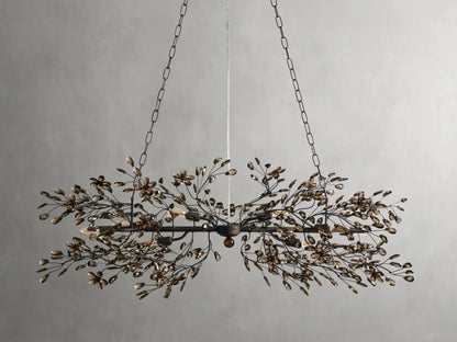 Crystal Branch Chandelier 8-10 Light Linear Fixture for Dining Room Gold Silver Bronze Finish