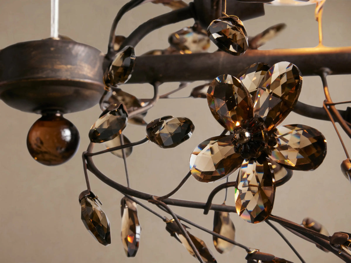 Crystal Branch Chandelier 8-10 Light Linear Fixture for Dining Room Gold Silver Bronze Finish