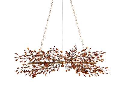 Crystal Branch Chandelier 8-10 Light Linear Fixture for Dining Room Gold Silver Bronze Finish