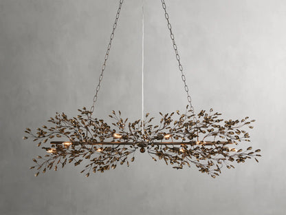Crystal Branch Chandelier 8-10 Light Linear Fixture for Dining Room Gold Silver Bronze Finish