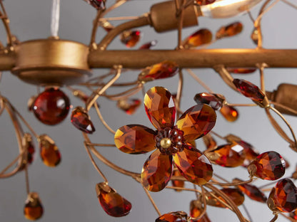 Crystal Branch Chandelier 8-10 Light Linear Fixture for Dining Room Gold Silver Bronze Finish