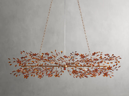 Crystal Branch Chandelier 8-10 Light Linear Fixture for Dining Room Gold Silver Bronze Finish
