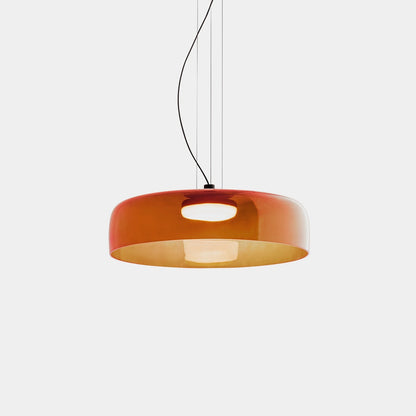 Layered Glass Hanging Light 16.5 in Orange for Kitchen Island & Dining Table – Adjustable Cord Suspension Fixture LED Included Modern Scandi