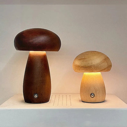 Cordless Wooden Night Light USB Rechargeable 8-Inch Cube Dimmable LED Lamp for Bedside Tables Study Desks Living Rooms