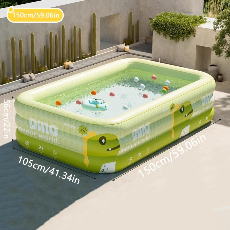 Inflatable Kiddie Pool with Dinosaur Theme for Backyard Water Play – Durable PVC Construction Family-Size Wading Pool