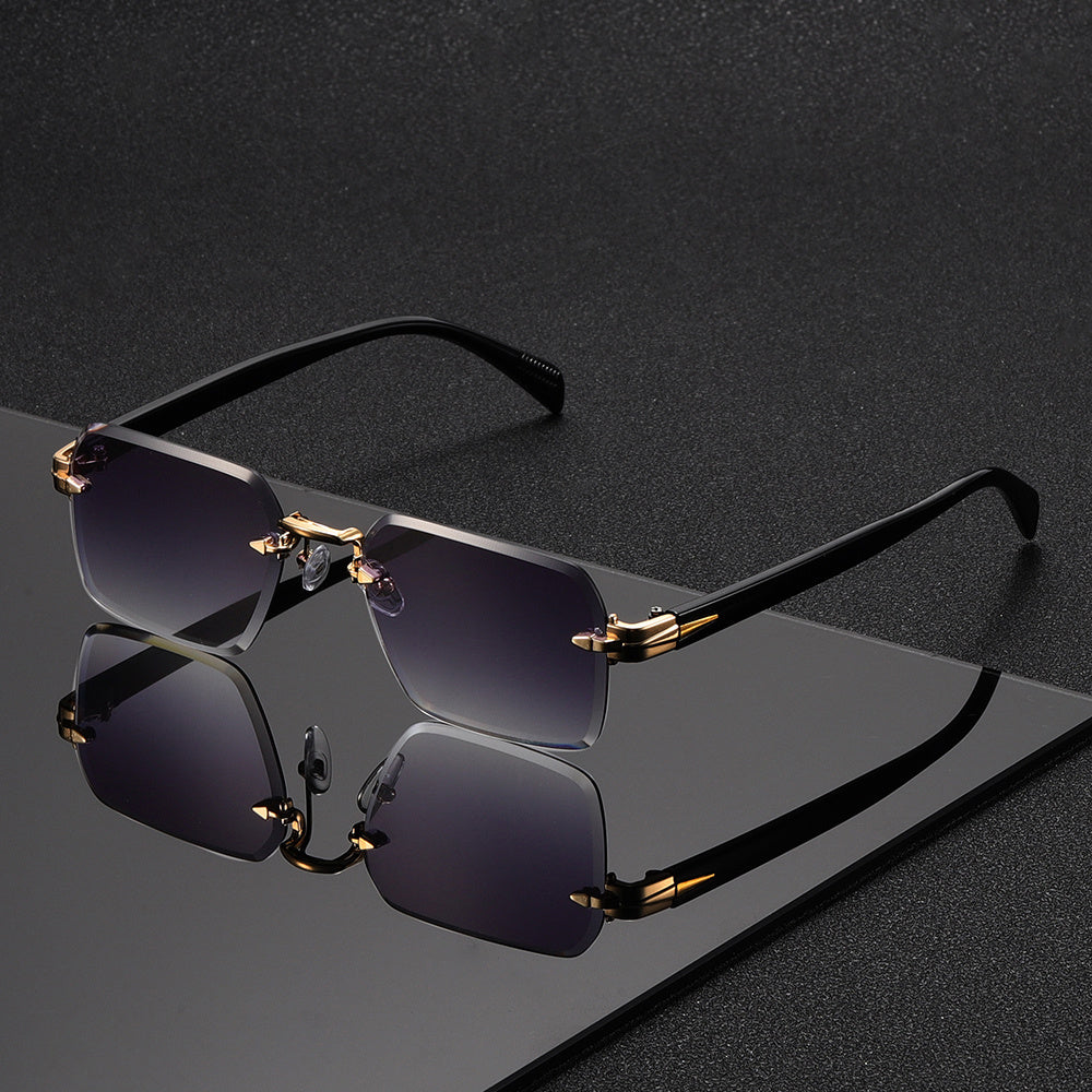 Rimless Square Eyeglasses for Men – Lightweight Metal Frame with Modern Minimalist Style