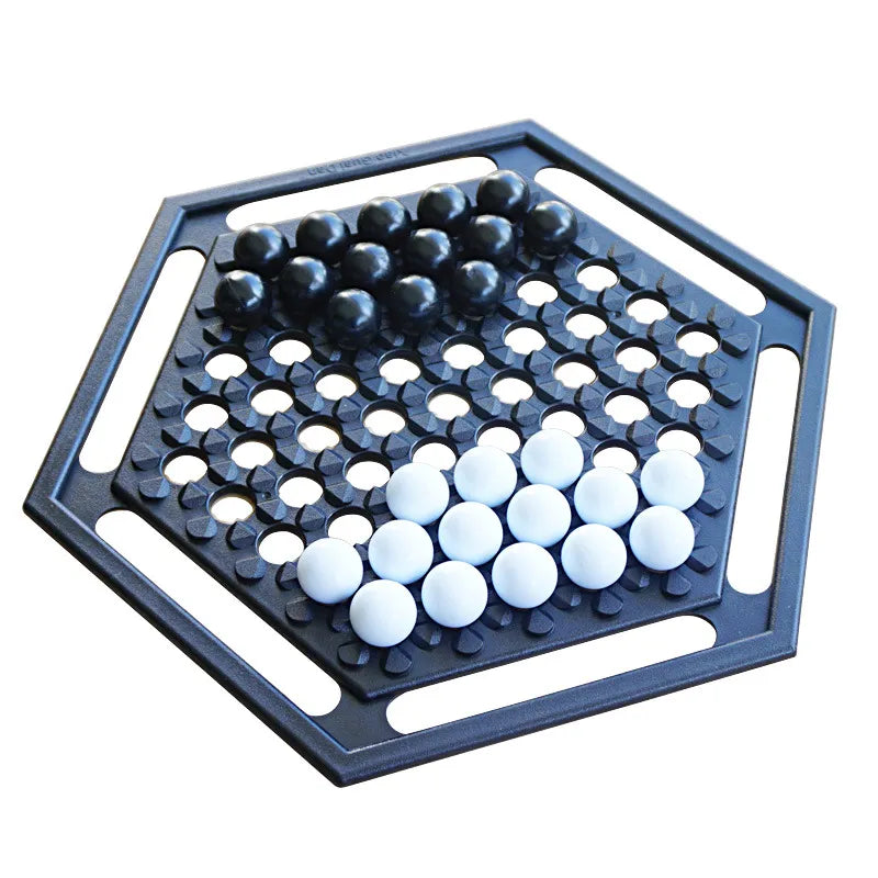 Two-Player Abstract Board Game with Marble Pieces for Family Strategy Fun