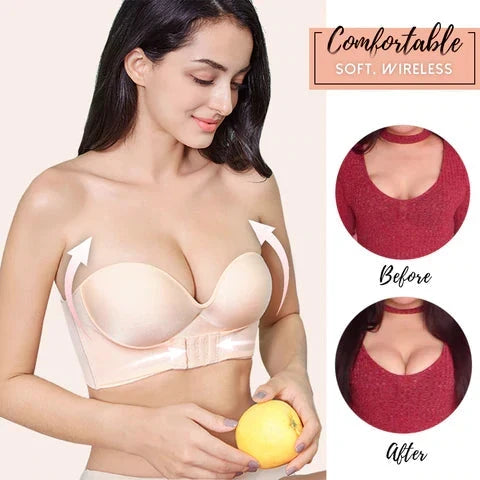 Strapless Push-Up Bra Front Buckle 5D Padded