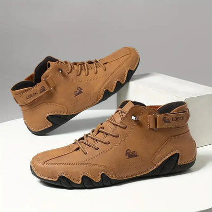 Men's Waterproof High-Top Sneakers with Elastic Slip-On Design - Durable Rubber Sole Boots for Street Style & All-Weather Wear