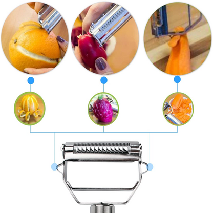 Dual-Blade Vegetable Peeler with Julienne Slicer | Stainless Steel Kitchen Tool for Potatoes Carrots Zucchini Cucumbers Apples | Dishwasher
