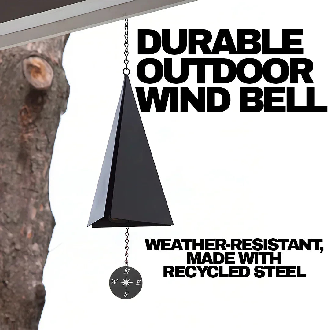 Triangular Steel Garden Bell with Compass Wind Catcher 20-Inch Hanging Chime for Patio Porch Deck Yard Outdoor Décor