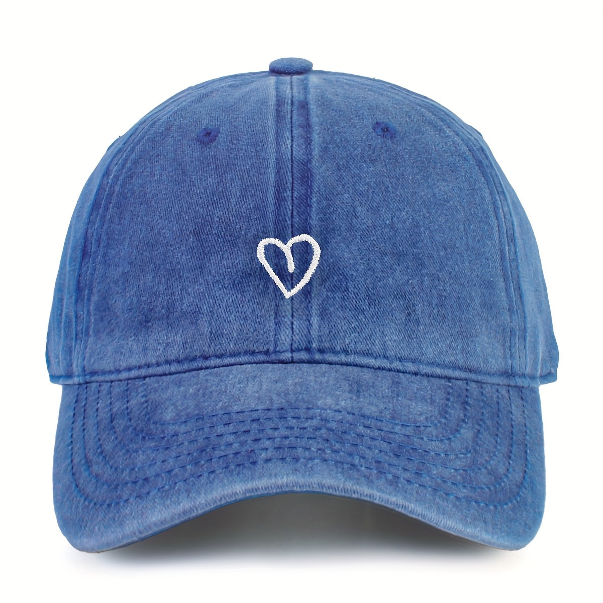 Adjustable Cotton Baseball Cap with Embroidered Heart Detail for Women – Breathable Summer Hat