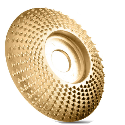 Carbide Abrasive Disc Set for Angle Grinders Gold 3-Piece Wood Shaping Kit Flat Bevel Arc 4 Inch for Woodworking Carving Sanding