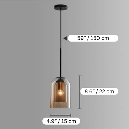 Glass Pendant Light Fixture Gray or Amber for Bedroom Dining Room Kitchen Island Modern Ceiling Lighting