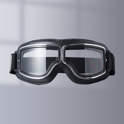 Retro Motorcycle Goggles with Adjustable Strap, UV Protection & Impact-Resistant Polycarbonate Lens for Riding, Cycling & Outdoor Use