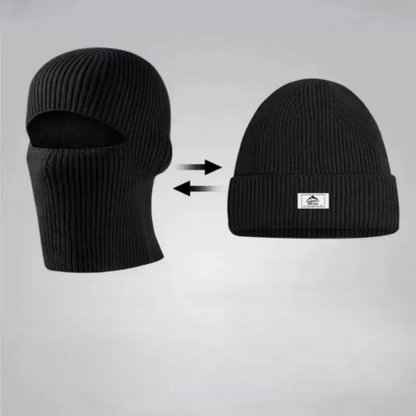 Convertible Winter Beanie with Full Face Coverage for Cold Weather Cycling Hiking Skiing | 2-in-1 Thermal Fleece Balaclava for Men & Women