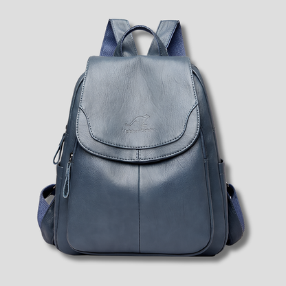 Women's Textured Leather Backpack with Security Features for Work, Travel & Daily Use
