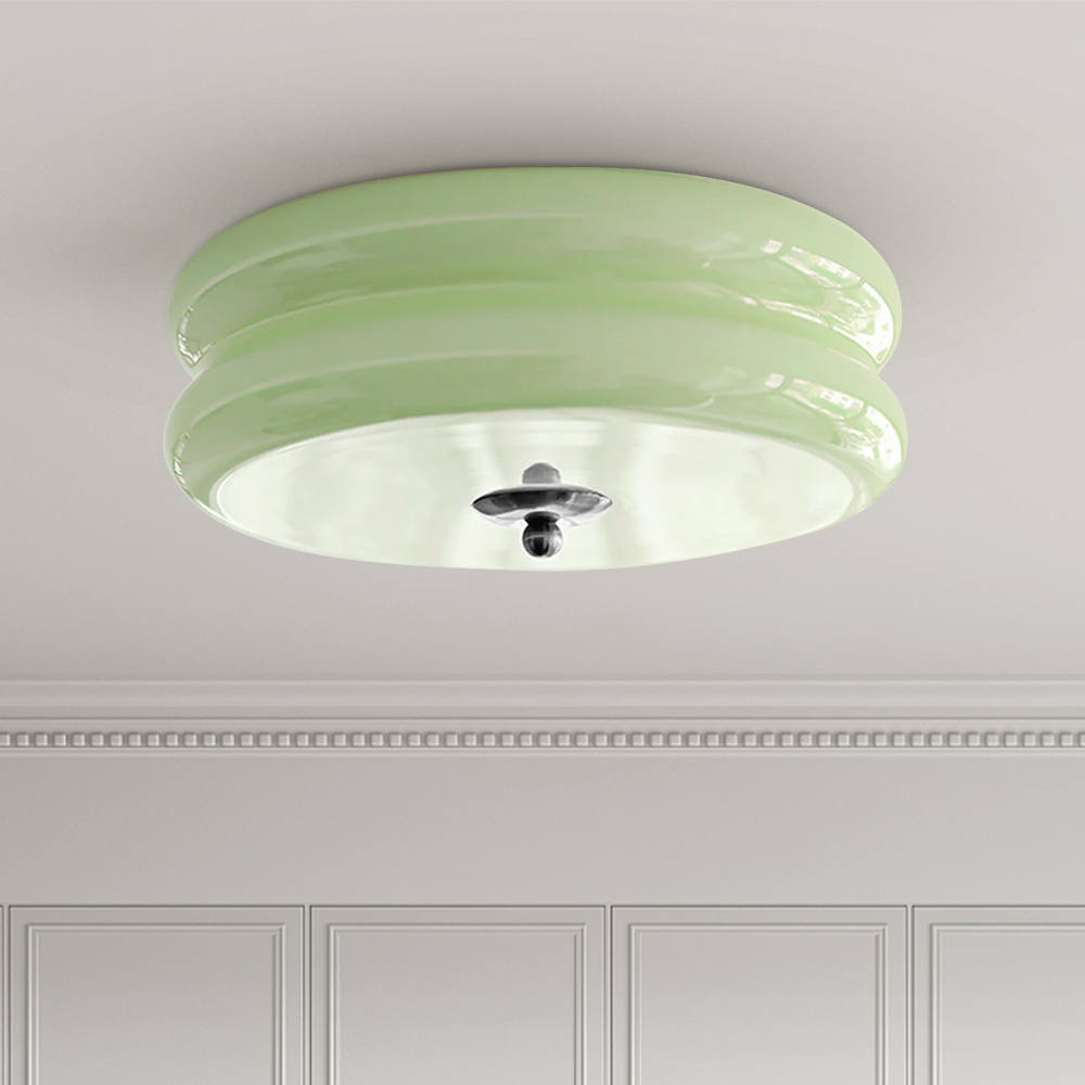 Flush Mount LED Fixture with Adjustable Color Temperature Glass Shade 13 in Diameter for Bedroom Living Room Dining Room Modern Art Deco Sty