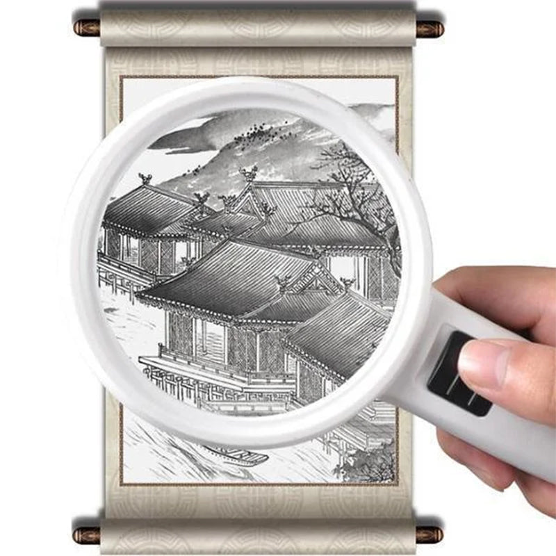 Illuminated Desktop Magnifier with 30X Magnification and 12 LED Lights for Reading Small Print, Labels, Books, Maps, Coins, Jewelry, Hobbies