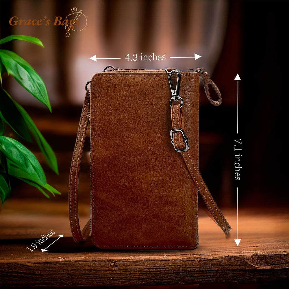 Crossbody Leather Purse – Adjustable Strap Small Handbag with Flap Closure for Women, Compact Everyday Shoulder Bag for Casual & Evening