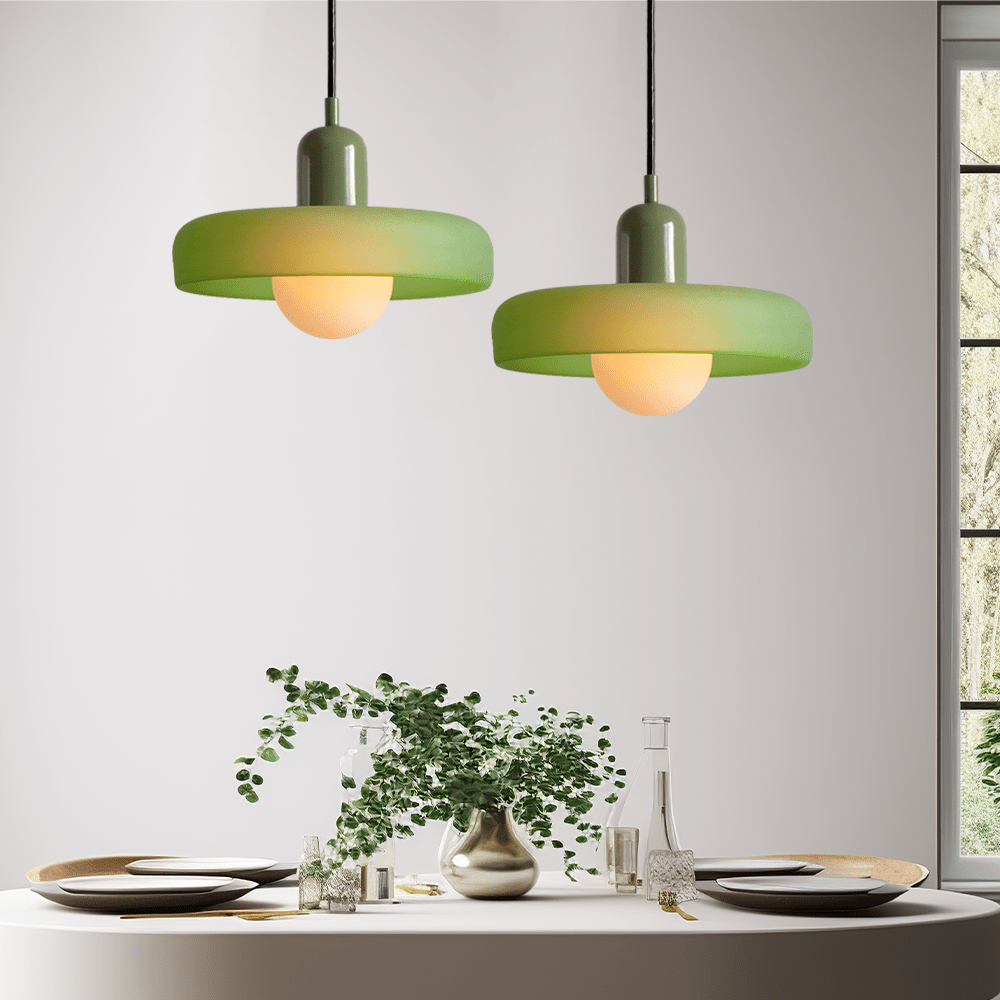 Art Glass Dome Pendant Light Fixture with Adjustable Cord for Kitchen Island Dining Room Bedroom | Modern Round Ceiling Hanging Lamp