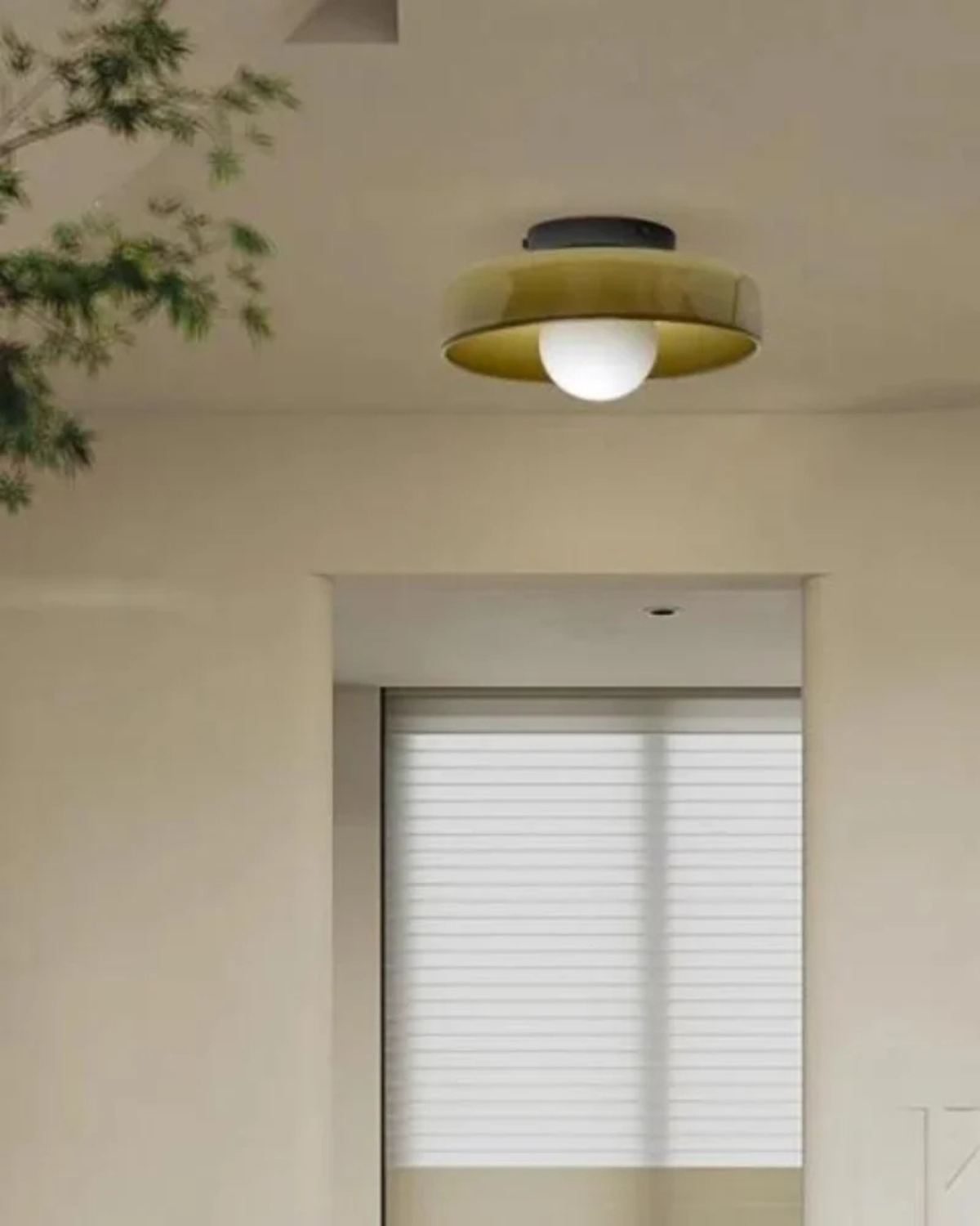 Flush Mount Ceiling Light with Glass Shade and Metal Frame for Living Room, Bedroom, Hallway – Round Overhead Fixture with Warm White Glow