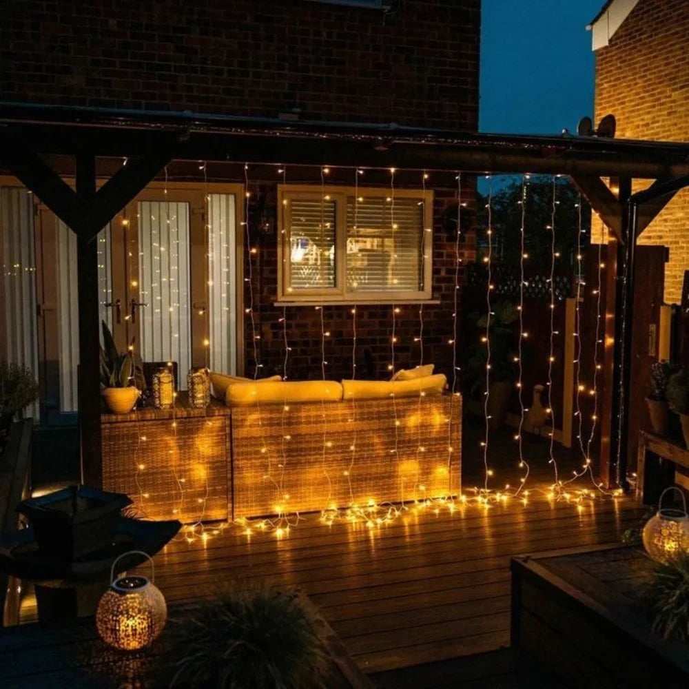 LED Curtain String Lights Warm White USB Powered with Remote 8 Modes for Indoor Outdoor Patio Bedroom Wedding Party Decorative Waterproof