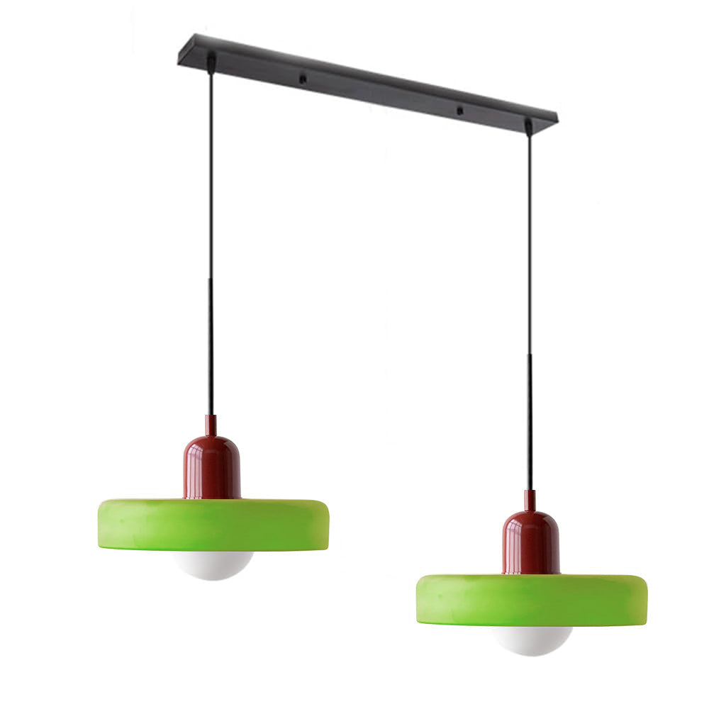 Dual-Shade Glass Hanging Light Fixture G9 Socket 14 Inch Ceiling Mount for Kitchen Island Dining Table Living Room Modern Overhead Lighting