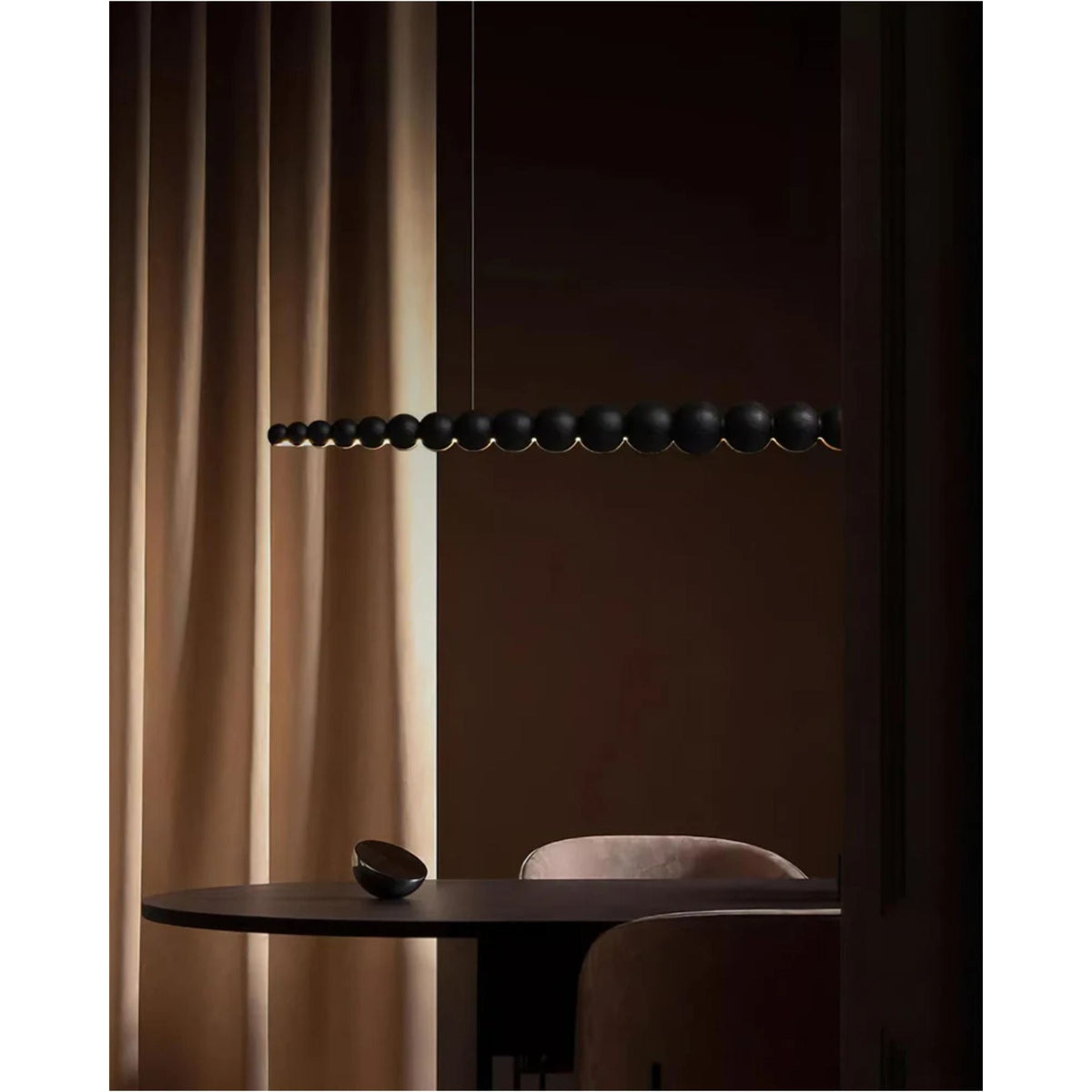 Linear LED Ceiling Fixture Wood & Metal 3000K Over Island Kitchen Dining Room Adjustable Height Suspended Bar Light Modern Minimalist Scandi