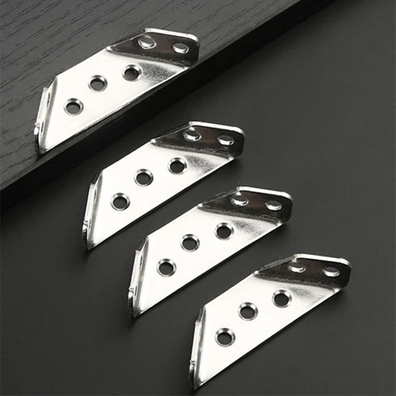 Stainless Steel Corner Braces for Furniture Reinforcement – Triangular Support Brackets for Tables Chairs Shelves Cabinets – Heavy Duty Meta