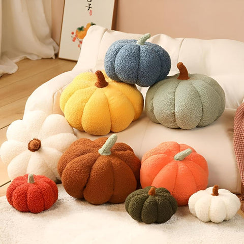 Pavo Plush Cushion - Pumpkin Shape, Soft Fabric