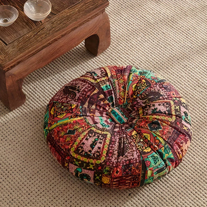 Bohara Round Cushion - Soft Microfiber, Vibrant Tribal Design