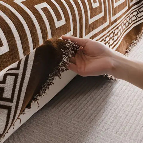 Mosaaic Sofa Cover - Chenille, Bohemian Tassels, Durable Slipcover